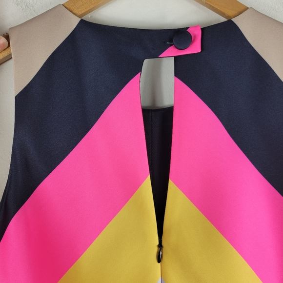 J.Crew Collection Pop Stripe Chevron Rainbow Sleeveless Keyhole Sheath Dress - Picture 8 of 14